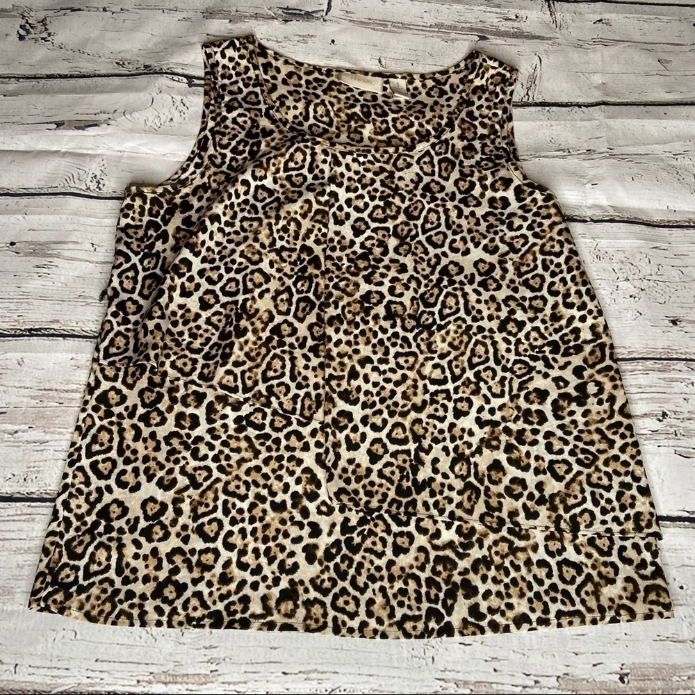 Chico’s Sleeveless Leopard Print Blouse Size 1